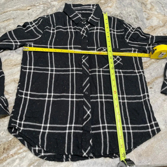 Rails Hunter Plaid Rainbow Speckled Black White Flannel Button Up Shirt Size S - Picture 11 of 14